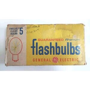 12 NOS Vintage GE General Electric No. 5 Flashbulbs Rhenium Clear Bulbs